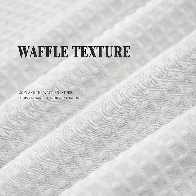 Awellife Waffle Hotel Textured White Shower Curtains for Bathroom 230 GSM Heavy Duty Fabric Liner, 72" W X 72" L Inch