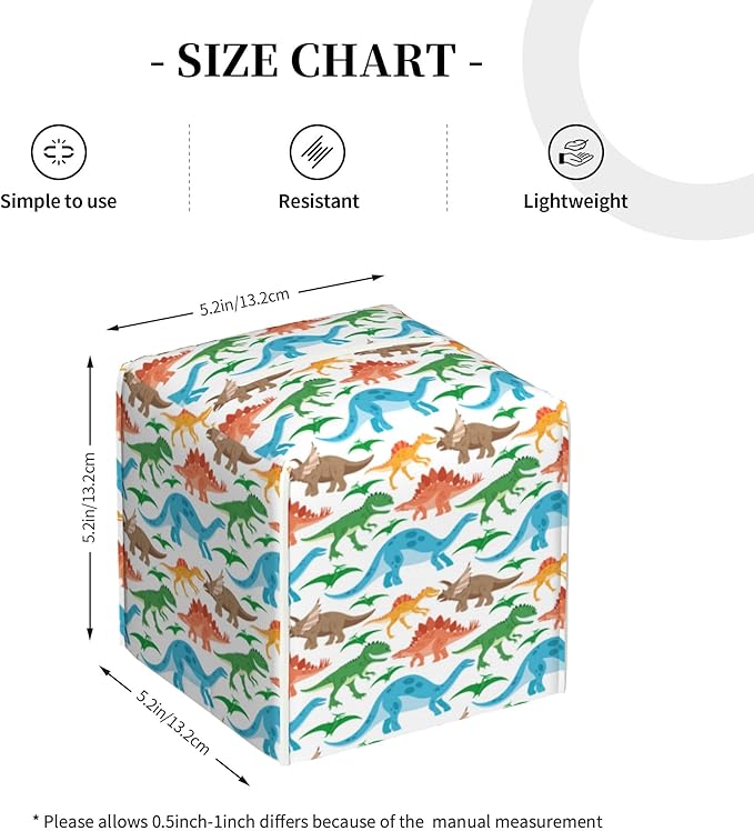 POIUBLE Tissue Box Holder Cute Dinosaurs Tissue Box Cover Square Leather Tissue Holder Organizer Portable Decorative Facial Paper Case for Home Office Bathroom Vanity Countertop