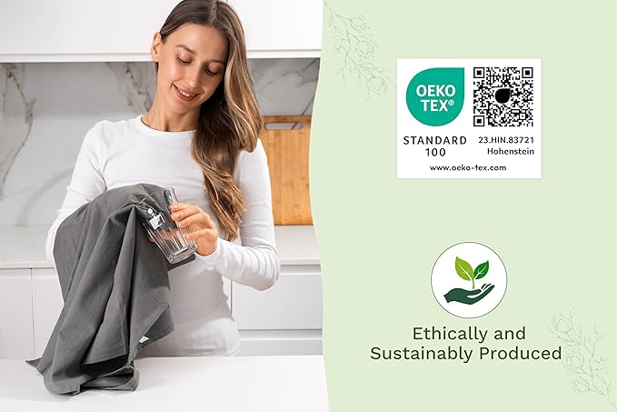 Gray Flour Sack Tea Towels - 100% Cotton, 5 Pack, 27"x27" Extra Large, Highly Absorbent Dish Drying Towels - Baking Towels, Customizable and Versatile Kitchen Towels (Gray - 5 Pack)