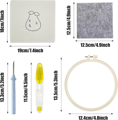 Allazone Punch Needle Kits, Punch Needle Coasters Kit, Punch Embroidery Kit with Felt Yarns Hoop Tools for DIY Coaster Crafts (Fruits)