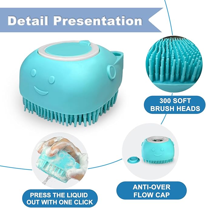 IDQQUQQ 2PCS Dog Washing Gloves and Dog Shampoo Brush, Dog Bath Supplies Dog and Cat Bath Set