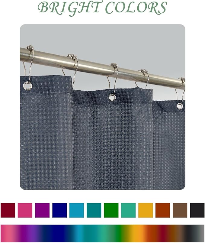 ggaimwf 72x84 Inch Solid Color Shower Curtain for Bathroom Waffle Bath Water Resistant Fabric Curtains Outer Space Gray Modern Thick Shower Stall Curtain with Metal Hooks