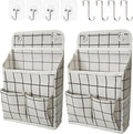 Someteth Hanging Basket for Organizing, Wall Organizer with Pockets and Over The Door Organizer，Can for Home, Closet, Office and Camper (White Grid2)