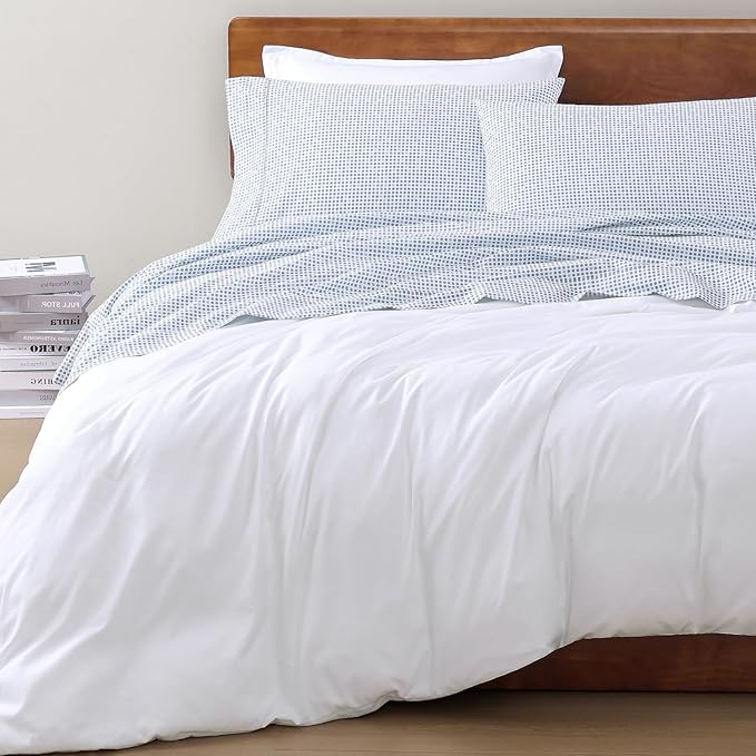 LANE LINEN 100% Organic Cotton Printed King Size Bedding Sheets & Pillowcases Set -Soft & Comfy Breathable Percale Sheet Seasons, 15" Deep Pocket Printed King Sheets - Polka Dot
