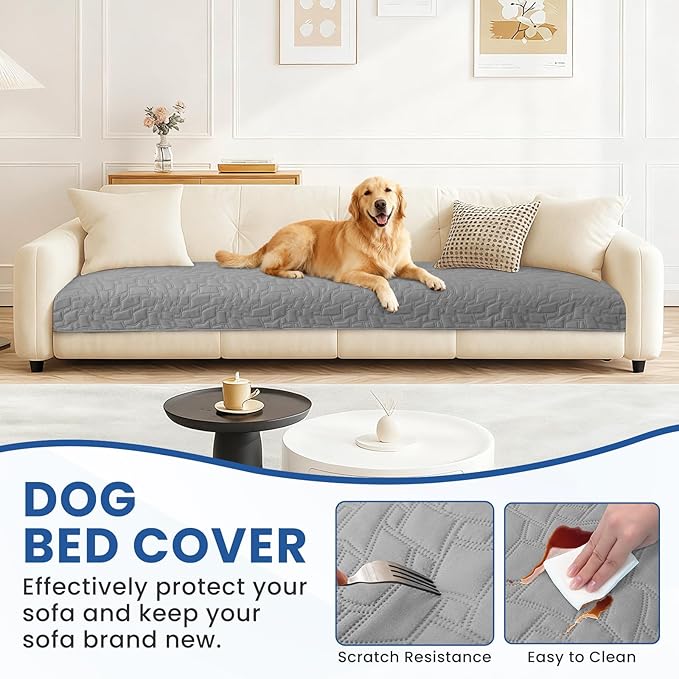CYCMACO Waterproof Dog Bed Cover, Non-Slip Dog Blanket for Couch, Couch Covers for Dogs Washable, Pet Blanket for Furniture, Pet Bed Mat for Sofa, Car, Pet Supplies (40x50 Inch, Light Grey)