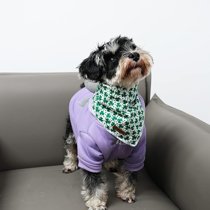 MR. CHUBBYFACE St.Patrick's Green Clovers Dog Bandanas Reversible Triangle Bibs Scarf Accessories for Dogs Cats Pets