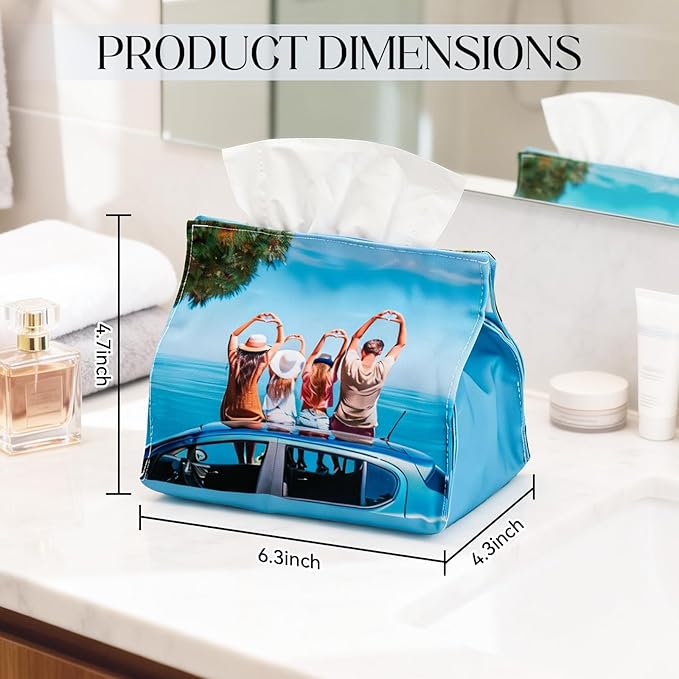 Custom Tissue Box Cover, Personalization Fabric Tissue Cover with Photo Image Logo for Bathroom,Dressing Tables,Bedroom,Office Convenient for Replacing Tissues
