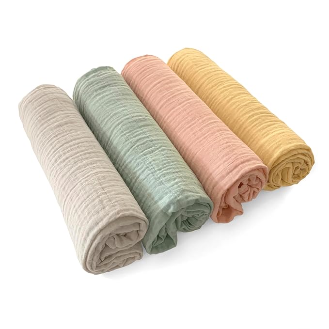 SwaddleDesigns Cotton Muslin Swaddle Blankets for Babies, Set of 4, Neutral Receiving Blankets for Newborn, Baby Registry & Gift, 46x46 inches, Spring Garden
