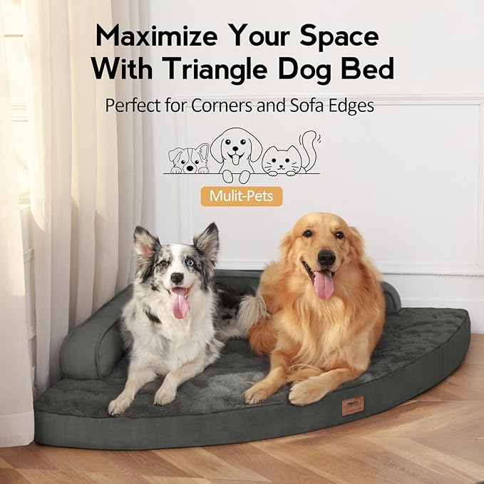 MEKIY Large Orthopedic Dog Bed with Sides XXXL Dog Beds with Removable Washable Cover Non-Slip Waterproof Pet Bed for Extra Large Dogs - Dark Grey XXXL