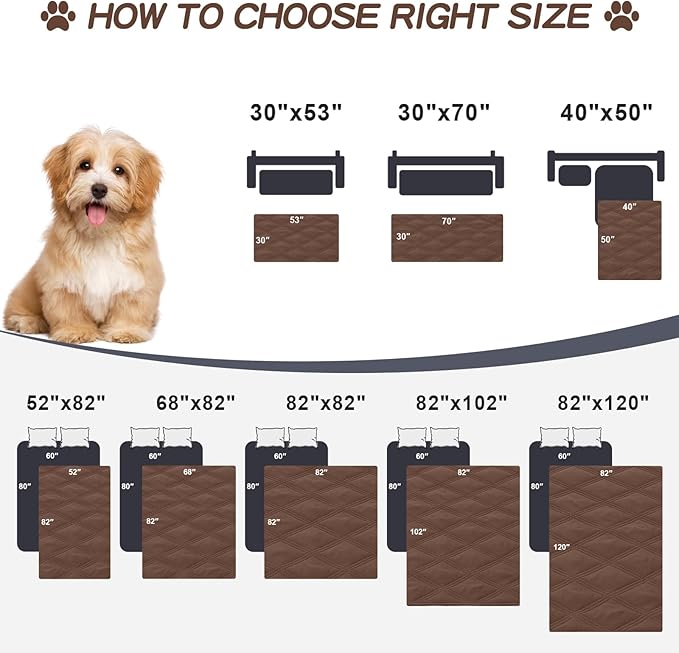 Smiry Waterproof Dog Bed Cover Blanket 82x120, Soft Reversible Pet Blanket, Washable Leakproof Cats Dogs Couch Cover for Sofa, Couch, Furniture, Lattice, Brown/Chocolate