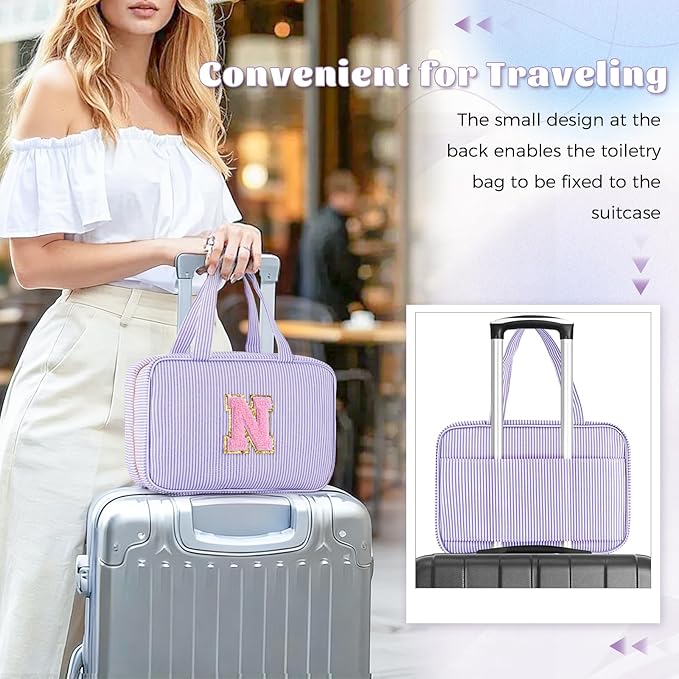 Fystdtote Travel Toiletry Bag Cosmetic Bag Skin Care Bag Cute Makeup Bag Sister Wife Friend Engagement Wedding Gifts for Women Tween Girls Trendy Stuff Thank You Gift - Lavender,N