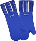 Oven Mitts Heat Resistant Silicone Kitchen Gloves for 550 Degrees with Waterproof and Non-Silp, Oven Gloves for Baking Cooking Barbecue Microwave Machine Washable (Extra Long Navy, 2)
