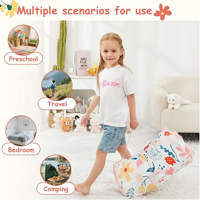 Toddler Nap Mat with Pillow and Blanket, Extra Large Rolled Napping Mats,Toddler Sleeping Bag for Daycare,Kids Sleeping Bags for Sleepover,Toddler Sleeping Bag Camping