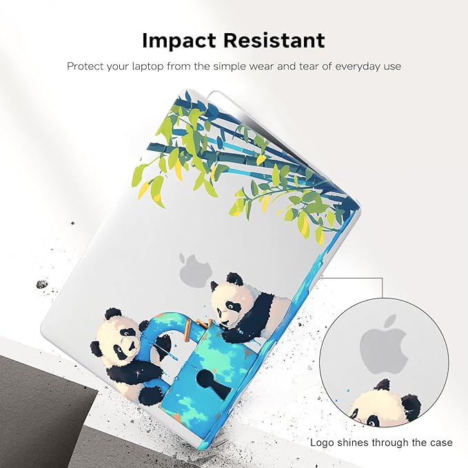 BYCeKe Cute Panda Print Case for MacBook Air 13 inch 2022-2025 M4 A3240 M3 A3113 M2 A2681,for Mac Air13 M4 Sturdy Pattern Plastic Clear Hard Shell&Keyboard Cover for MacBook Air13.6 Case,Cute Panda