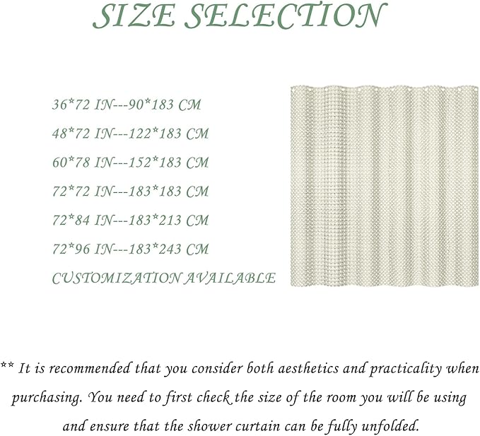 ggaimwf 72x96 Inch Solid Color Shower Curtain for Bathroom Waffle Bath Water Resistant Fabric Curtains Cream Modern Thick Shower Stall Curtain with Metal Hooks