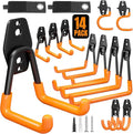 Wallavant Garage Hooks Heavy Duty 14 Pack Utility Wall Mount Storage Hangers with Mop Broom Holders Extension Cord Holder Organizer for Power Tool Garden Tool Ladder Hose