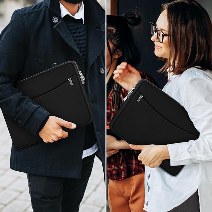 Laptop Case 15.6 inch, Shockproof Protective Laptop Cover Briefcase Carrying Computer Bag with Accessory Pocket, Portable Computer Sleeve Compatible with MacBook, HP, Dell, Lenovo, Asus, Black