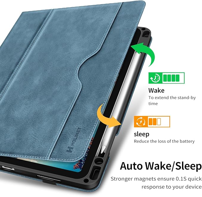 H HOLIMET Case for iPad Air 11 Inch M3/M2 (2025/2024)/iPad Air 4th/5th Generation 10.9-inch with Pencil Holder Pocket Typing Angle Auto Sleep/Wake Muti-Stand Vegan Leather