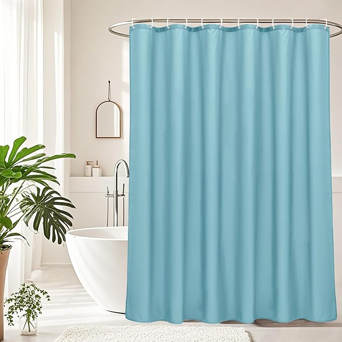 AooHome Extra Long Shower Curtain 72x78 Inch, Fabric Shower Curtain Liner for Hotel with Hooks, Weigthed Hem, Water Repellent, Blue