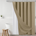 ROLIZOE 3-in-1 Waffle Texture Shower Curtain Set with TPU-Coated Waterproof Liner and 12 Upgraded Double-Sided Hooks, Well-Matched Sizes for a Seamless Fit – Khaki, 72" x 78"