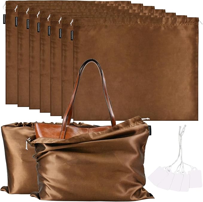 FEICHANGHAO 7 Pack Dust Bags for Handbags Storage Silk Cloth Bag With Drawstring Large Storage Pouch for Handbag Purse Shoes Boots