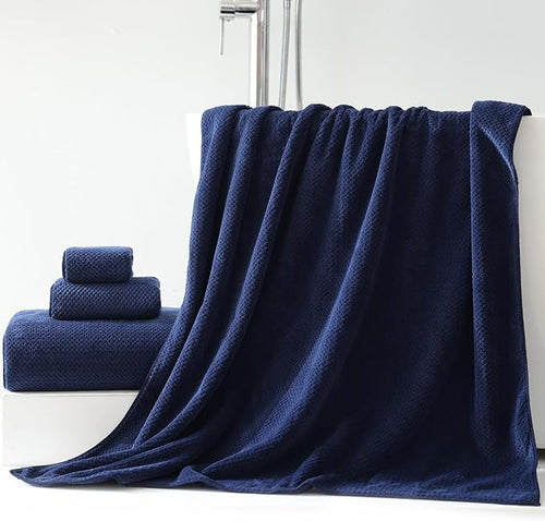 Akzpe 40x80 Inches Bath Sheets Towels for Adults Oversized Bath Towels Extra Large Luxury Super Soft Absorbent Quick Dry Microfiber (Navy Blue,6PCS)