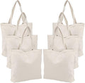 Segarty 6 Packs Large Canvas Tote Bags, 20X15 Inch Reusable Grocery Bag, Natural White Blank Cloth Heavy Duty Shopping Tote with Bottom Gusset & Shoulder for DIY Crafting Decorating