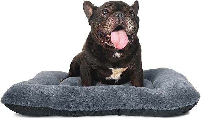 Crate Beds for Small Dogs,Comfort Fluffy Plush Dog Bed Kennel Pads for Crates 24 x 18 Inch, Non-Slip and Machine Washable Pet Sleeping Mat for Puppy/Cat,Dark Grey