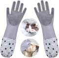 GALYNA Dog Washing Gloves, Pet Grooming Gloves with Soft Brushes, Bathing and Massaging for Dogs and Cats, Silicone Heat Resistant Cleaning Gloves with High-Density Teeth (Gray)