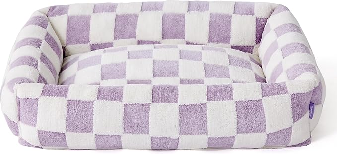 LE SURE Cute Dog Bed for Large Dogs - Washable Pet Beds,Cozy Rectangle Orthopedic Sofa with Jacquard Shaggy Plush & Anti Slip Bottom,36x27x8inches