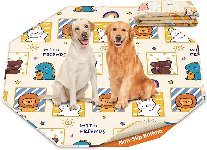 PJYuCien Washable Pee Pads for Dogs 1 Pack, 67" x 26" Octagonal Non-Slip and Leak-Proof Pee Mat, Puppy Training Pads for Whelping, Playpen, Crate, Bed （24/30/36/42'' 8 Panels Pen）