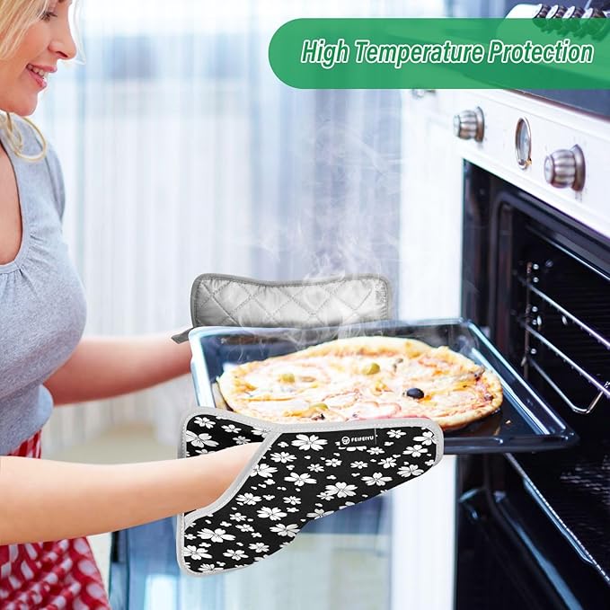 Pot Holders Set of 2 White Floral Hot Pads for Kitchen Heat Resistant Potholders Sets for Kitchen and Baking 7x9.8in