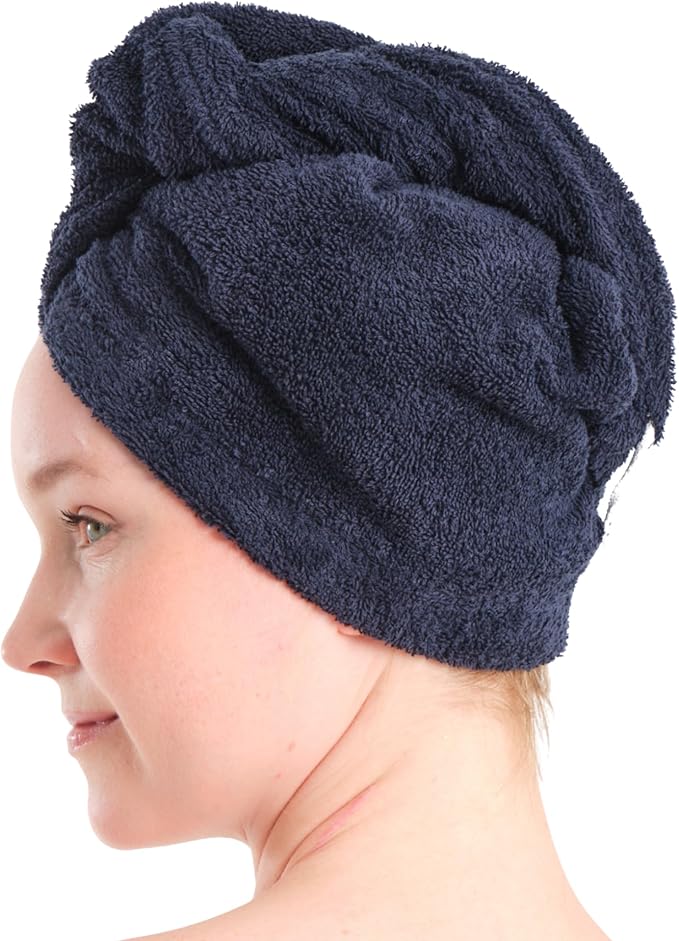 Seritaine Hair Towel Wrap for Women 2 Pack – 100% Turkish Cotton Turban for Wet Hair Quick Dry – Soft & Gentle Head Towel Cap– Soft and Absorbent Cotton - 10x26 inch
