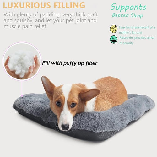 30 Inch Dog Crate Pad Washable Ultra Soft 30 x 19 Dog Bed for Medium Breeds up to 30 lbs,Cozy Kennel Mat for Crates with Anti-Slip Bottom Pet Sleeping Mattress,Dark Grey