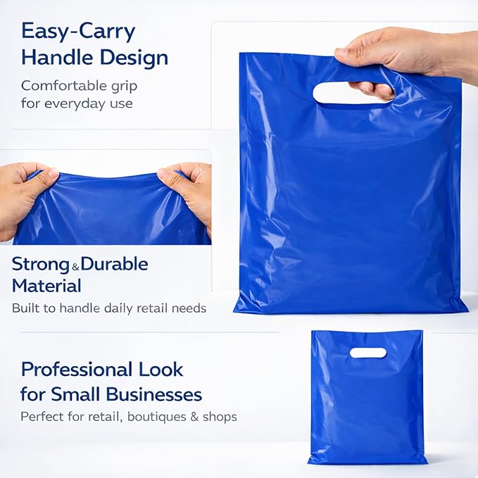 LDPE Die Cut Merchandise Plastic Bags - 500 Bags - 12"x15" - 1.5 mil - Blue - 1215DCBLUE - AssurePak