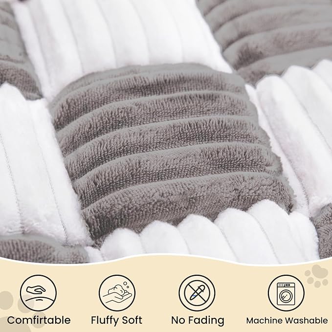 TiInsta Backseat Pet Bed Mat,Dog Bed for Car,Dog Seat Cover for Car Back Seat, Non-Slip Travel Pet Mat, Fit for Backseat Extenders and Seat Covers (Light Gray&White)