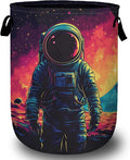 Astronaut Laundry Basket with Sturdy Handles, Universe Planet Collapsible Oxford Cloth Laundry Hamper Organizer Basket for Bathroom Bedroom 15.7x20 Inch