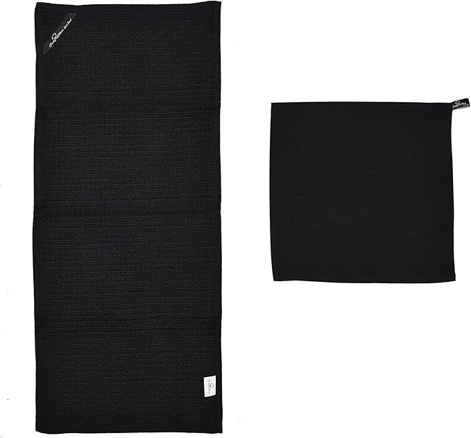 Candy Cottons Kitchen Dish Wash Cloths Waffle Terry Design DishCloths12x12 in Pk of 4 & Dish Towels 13x28 in Pk of 4|Cotton Dish Rags for Drying Dishes|Counter Top |Spring Easter Basket Decor|Black