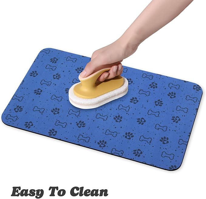 Dog Food Mats,Cat Absorbent Water Bowl Feeding Mats Pet Placemats for Food and Water Spot 17 * 30 inch