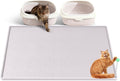 Bartuke Large Cat Litter Mat with Toy Ball, 38'' x 25'' Silicone Cat Litter Trapping Mat for Scatter Control, Soft on Kitty Paws, Easy to Clean (White)