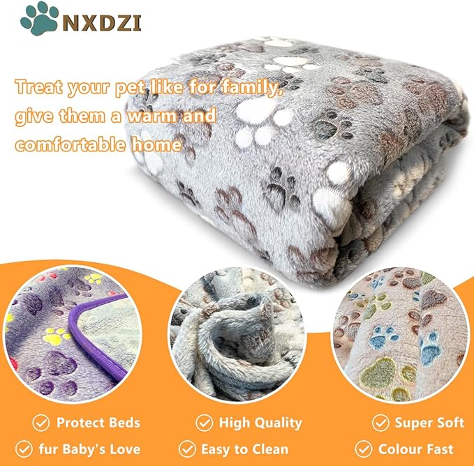Dog Blankets for Large Dogs, 1 Pc Dog Blanket Washable, Soft Fluffy Flannel Pet Blanket Mat Cover for Bed Couch, Cute Print Puppy Blanket 60" x 50"