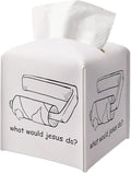 Christian Gifts Square Tissue Box Cover, Funny Quote Gift Ideas for Friends Coworker, What Would Jesus Do, Bathroom Toilet Decor, Housewarming New Home Favor-(5.2 Inches)