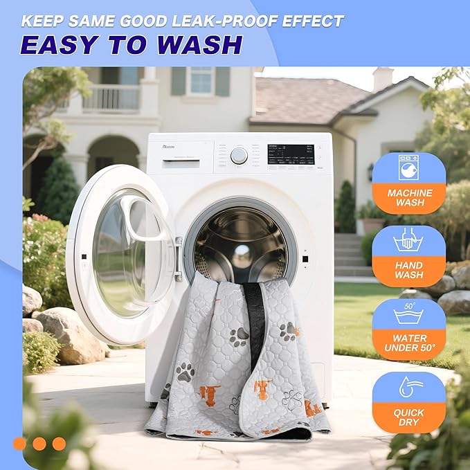 WanpeeGoo Washable Pee Pads for Dogs, 1 Pack Absorbent Reusable Training Dog Pads Pet Puppy Pads, Non-Slip Potty Pads for Whelping, Playpen, Crate, Bed, Orange, 72"x72"