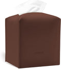 Tissue Box Cover, PU Leather Tissue Box Holder with Bottom Belt, Modern Square Tissue Box Covers with Wide Opening (Brown, Woven Patterns)