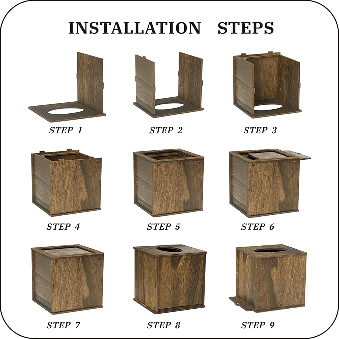 6 Pack Square Tissue Box Cover (6 x 6 x 6 inches) Rustic Wood Tissue Box Holder with Slidingout Bottom Wooden Tissue Box Cover Cube for Tabletop Stands Bathroom Bedroom Dinner Table
