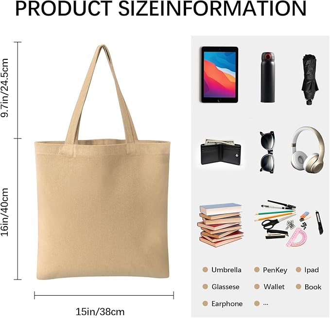OKBA 10-Pack Blank Reusable Grocery Shopping Cloth Bags canvas tote bags Bulk DIY custom