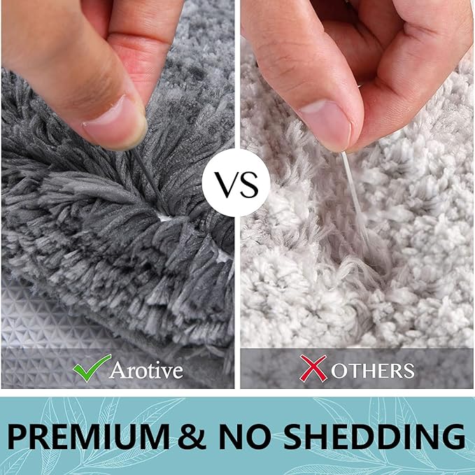 Arotive Microfiber Bathroom Rugs, Shaggy Soft and Absorbent Bath Rug, Non-Slip, Thick Plush Machine Washable Dry Bath Mats for Bathroom, Tub and Shower, 40x24, Grey, Rectangular