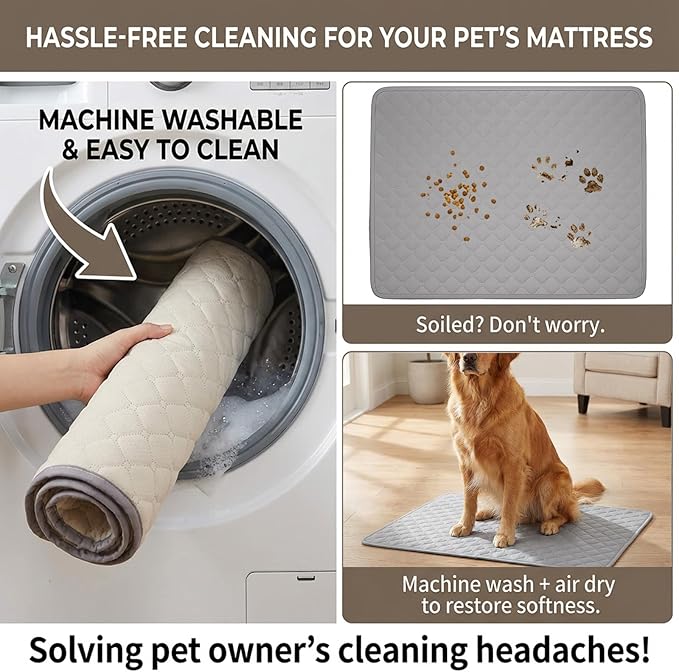 Oqqlin 2 Pcs Dog Crate Mats, Washable Dog Crate Pads with Anti-Slip Bottom 24.4 x 19.7 Inch Grey Soft Waterproof Kennel Pads for Small/Medium Dogs, Cats