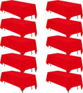 BRILLMAX 10 Pack Red Tablecloths 70 x 120 Inch for 6ft or 8ft Rectangle Tables - Rectangular Bulk Linen Polyester Fabric Washable Cloth Cover for Wedding Reception Banquet Birthday Party