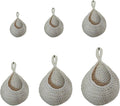 6 Pack Natural Cotton Rope Hanging Basket Hand Woven Wall Mounted Hung Fruit Vegetable Potted Plants Organizer Living Room Kitchen Boho Decor Storage Bags (6 Sizes White)